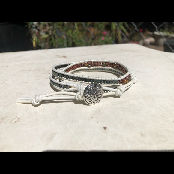 Three Wrap Leather Bracelet Handmade - Picture 5 of 6